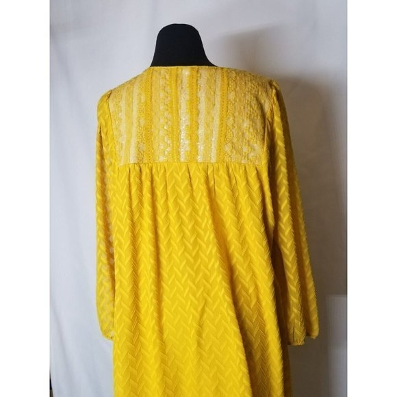 Anthropolgie One September Anwen Long Sleeve Dress yellow Boho Peasant Size L - Picture 6 of 12